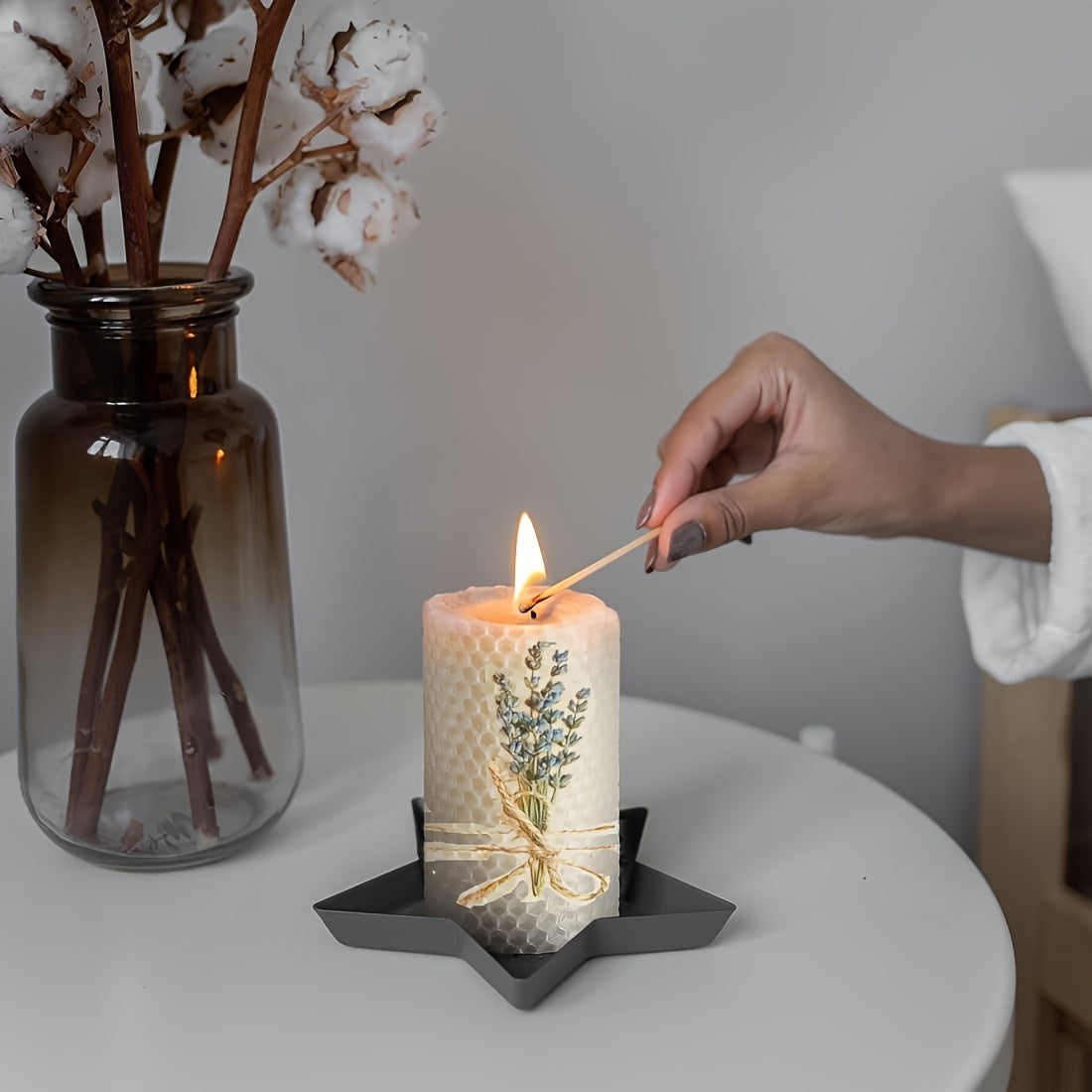 3pcs Elegant Beeswax Candle Set with Lavender & Honeycomb Design - Scented, Indoor Decorative Candles for Home, Parties, Weddings | Perfect for Christmas, Thanksgiving, Mother'S Day, and More