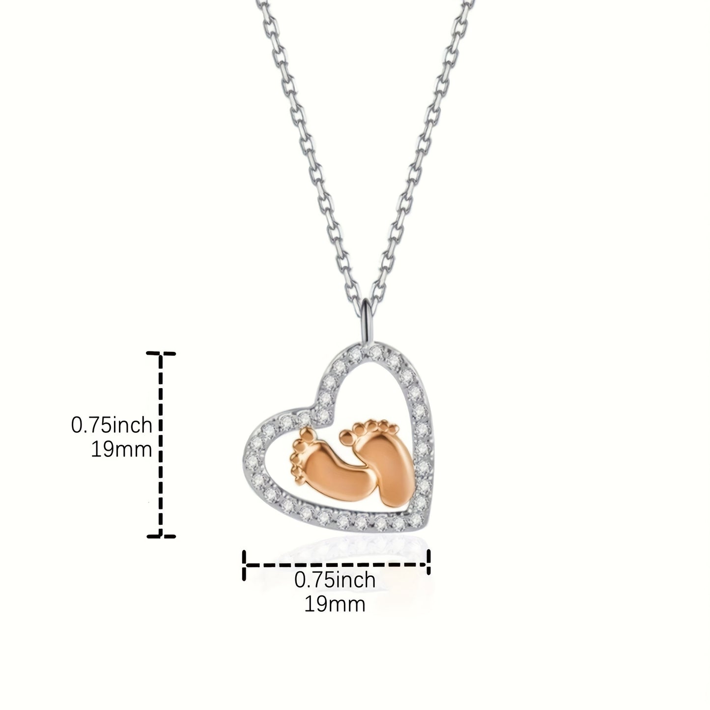 Trendy Heart-Shaped Baby Foot Pendant Necklace - Hypoallergenic Zinc Alloy, Adjustable Chain, Gift Box Included, Birthday, Christmas, Mother's Day Gift Idea for Mom, Grandma, Wife, Girlfriend, Decorative Accessories