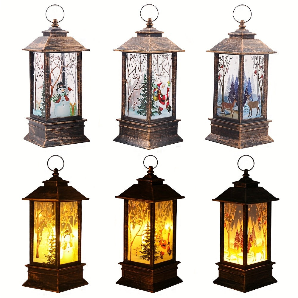 3-piece Set of Elderly Snowmen Christmas Decorations: Small Night Lights, Candles, Table Lamps, Desktop Ornaments