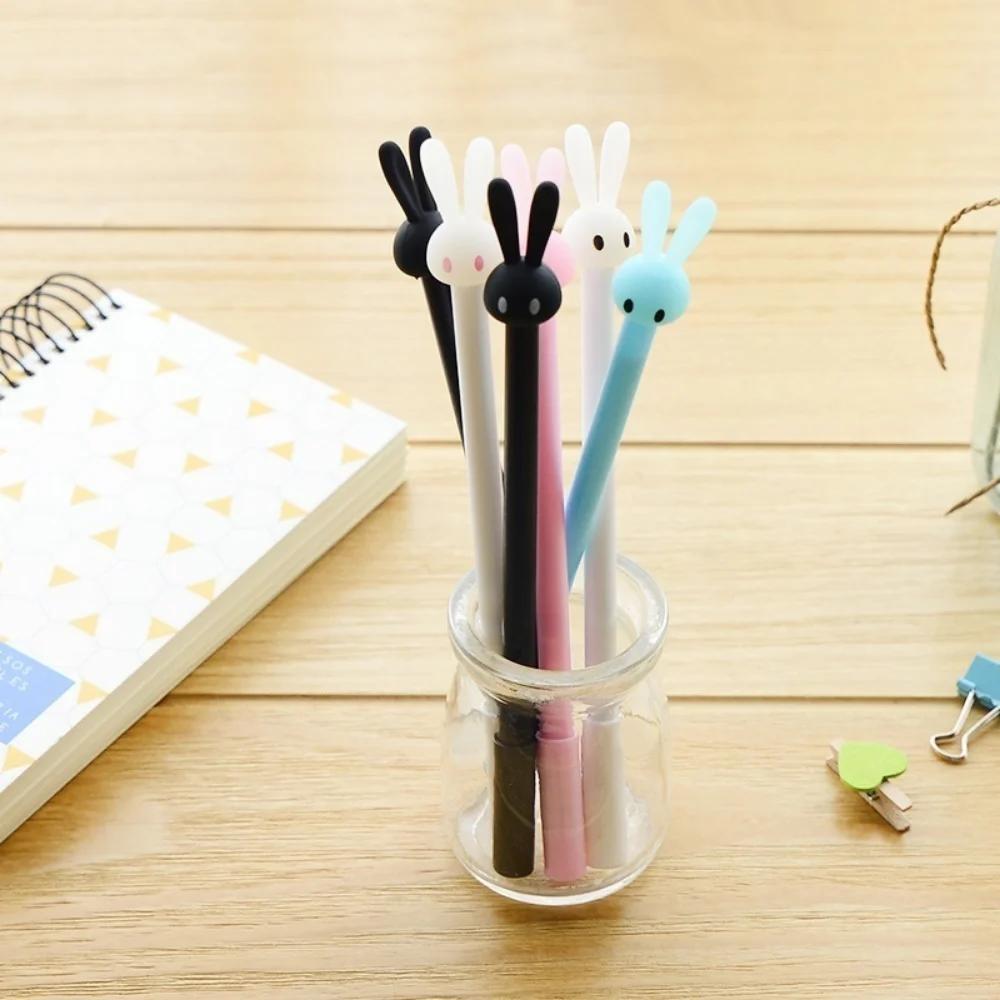 4pcs/set Rabbit Shaped Neutral Black Gel Ink Pen Set - Cute School Supplies Office Stationery Photo Album Kawaii Pen - Vibrant Colors, Smooth Writing, Ergonomic Design, Perfect for Journaling, Drawing, and Gift Giving