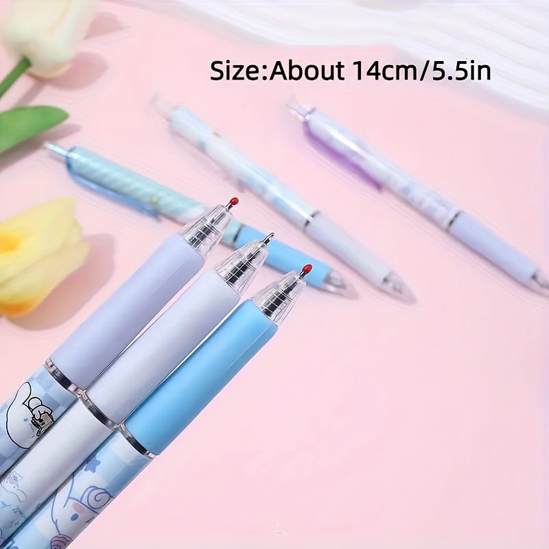 6pcs Sanrio 0.55mm Hello Kitty Cinnamoroll Kuromi Melody Gel Pen Cartoon Cute Press Type Pen Office Stationery Supplies