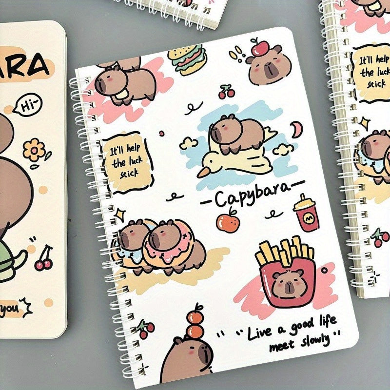 Kapibara-Inspired A5 Spiral Notebook - Cute Cartoon Design, Thick Paper, Educational Stationery for Students