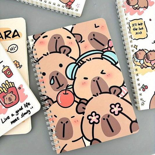 Kapibara-Inspired A5 Spiral Notebook - Cute Cartoon Design, Thick Paper, Educational Stationery for Students