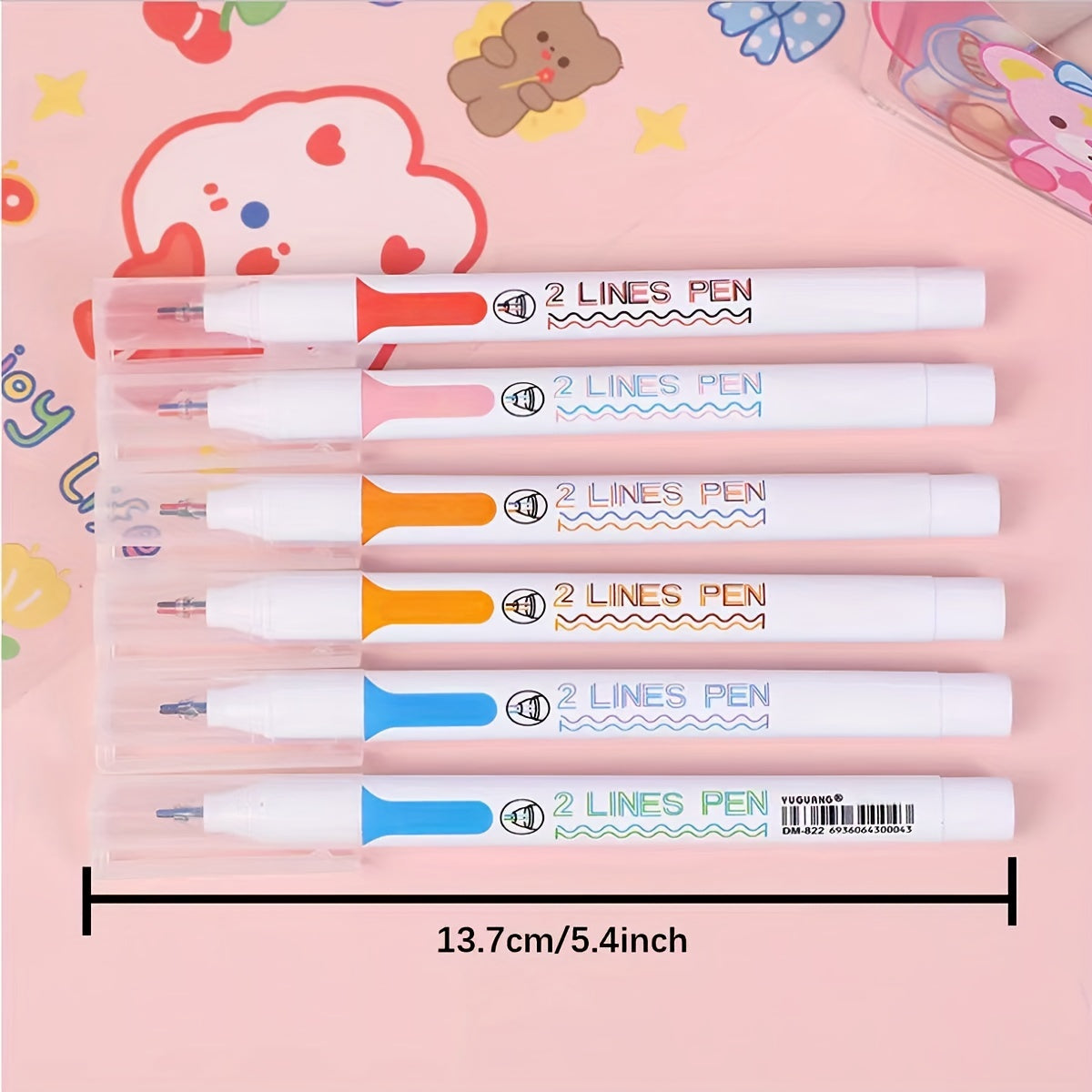 6pcs Dual-Tip Colorful Marker Pens - Vibrant Double-Line Stereo Effect, Single Head, 2.1 Line Spen Series by ONESEPEN, Perfect for Art, Office & School Projects
