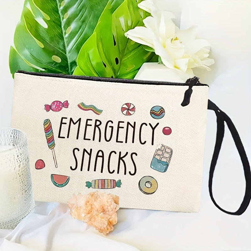 Stylish Travel Toiletry Bag - Lightweight, Machine Washable, Zipper Closure, Single Handle Strap - Perfect Organizer for Cosmetics, Stationery, Essentials, and Emergency Snacks - Pack of 1