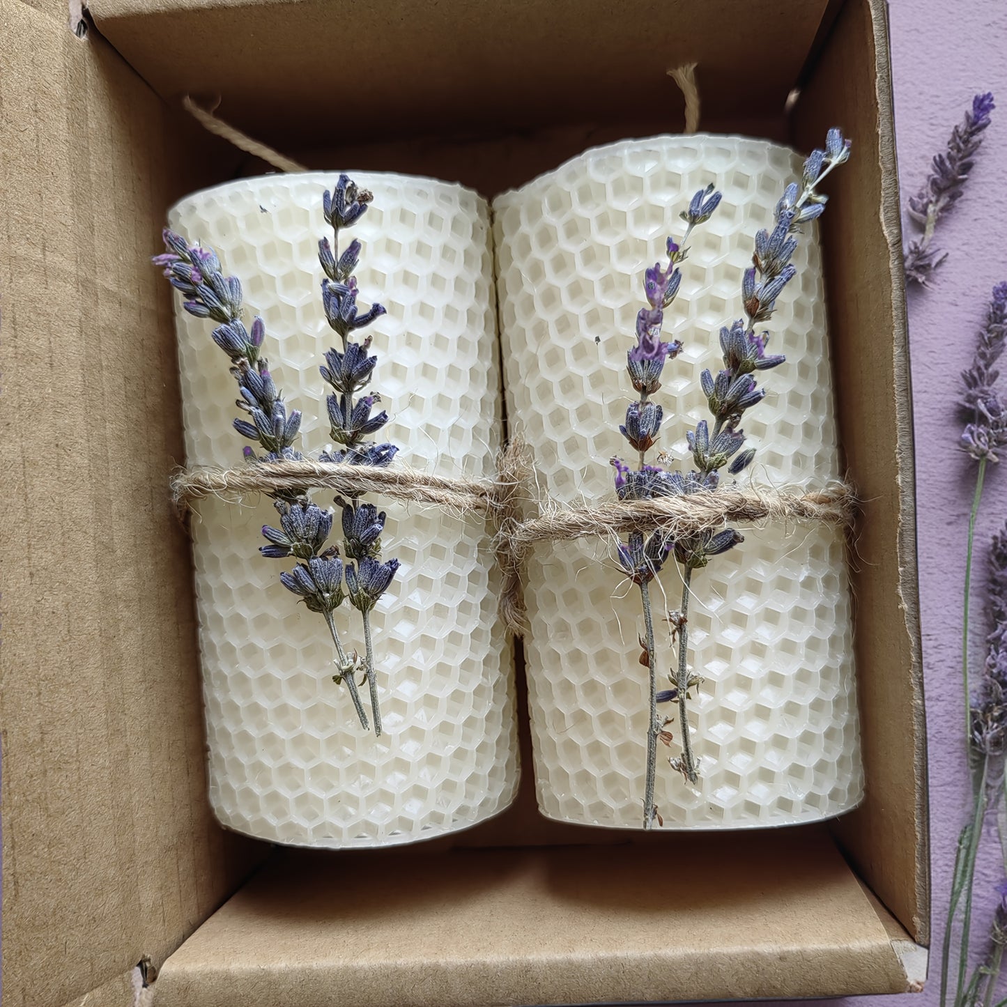 2pcs Beeswax Candle Set, Lavender Scented Column Beeswax Candles, Candle Gifts, Party Candles, Ceremony Candles, Home Decor