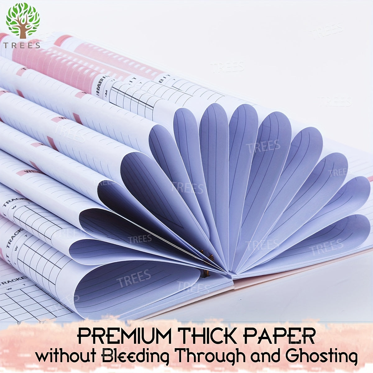 1pc Trees Spiral Undated A5 Daily Weekly Notebook Planner Agenda, Stationery Office School Supplies, Record daily plans to achieve future goals, 8, 3*5, 12.7 cm, 52 Sheets, 3pcs stickers, 4, 7*7, 17.78 cm