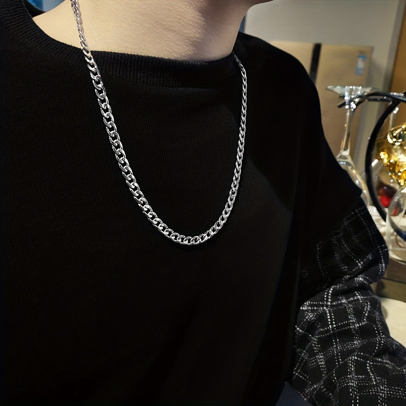 Stylish Classic Stainless Steel Cuban Chain Necklace - Promise Necklace To Men - Card And Gift Box Packaging Birthday Gift Father's Day Gift Christmas Gift