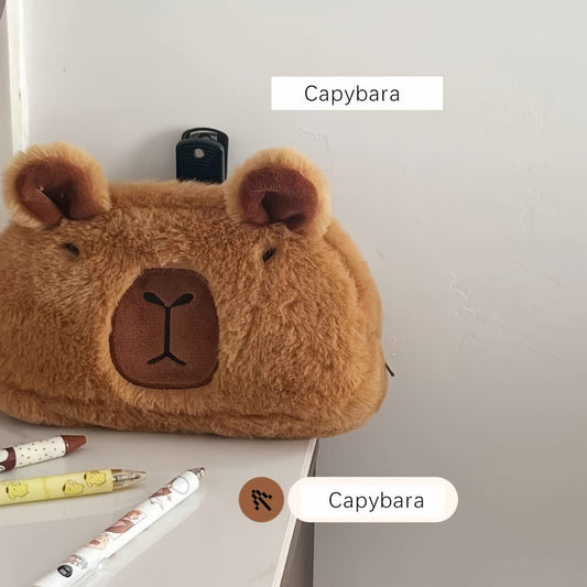 1pc Large Capybara Plush Pencil Case - Soft, Cuddly, and Spacious Stationery and Makeup Storage Bag - Portable, Cute, and Adorable Eid Al-Adha Mubarak Gift Idea