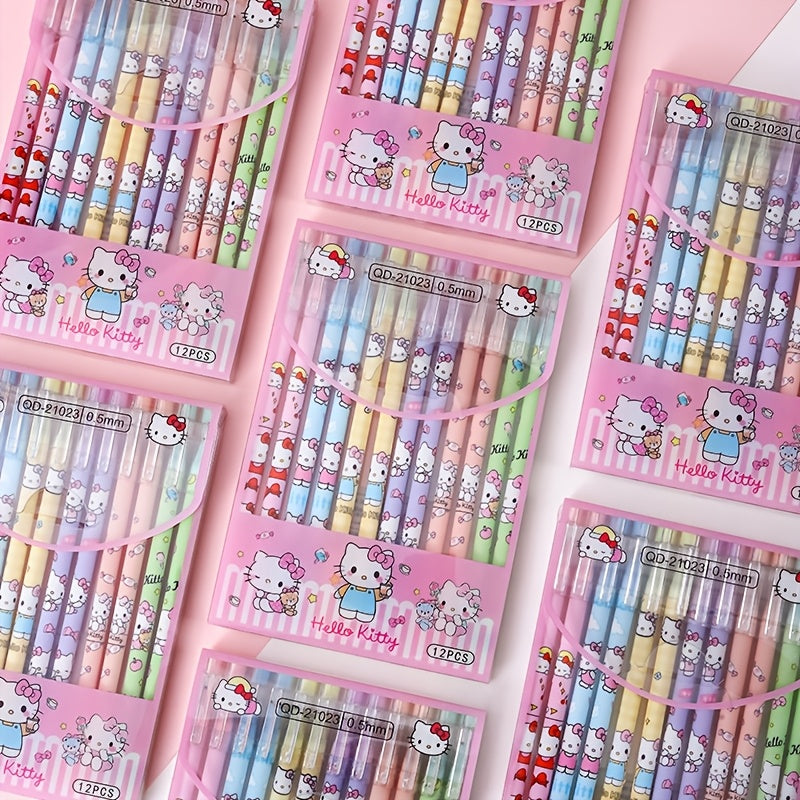 1box/12pcs Sanrio Erasable Neutral Pen Hello Kitty Melody Kuromi Cinnamoroll Gel Pen Office School Supplies Stationery Wholesale