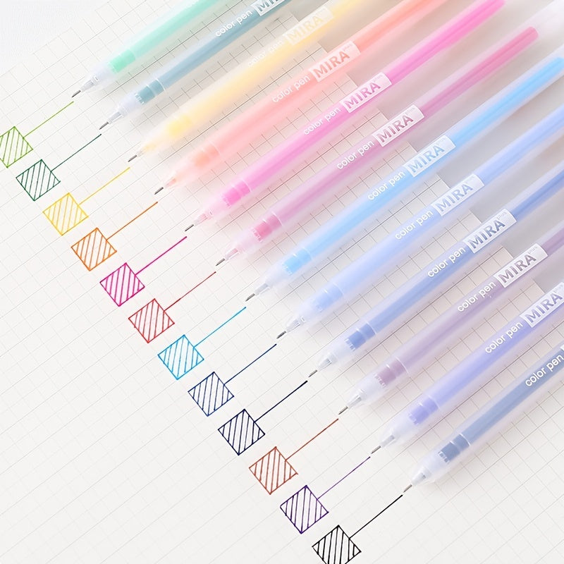 12colors Notepad Color Gel Pens, Ball Point Pens Fine Point 0.5mm For Office School