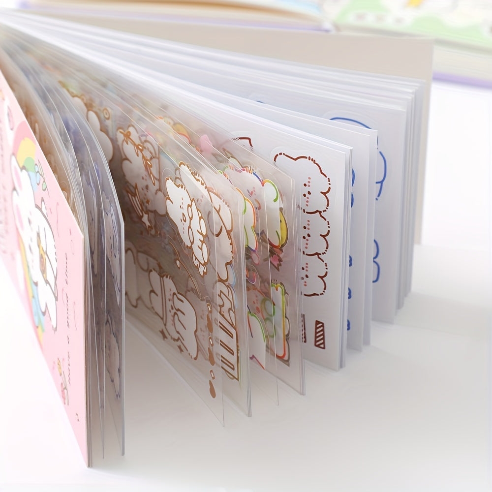 50 sheets Cute Cartoon Rabbit Stickers Set Scrapbooking Washi Stickers Waterproof PET Stickers for DIY Decorating Journaling Notebook Stationery Supplies