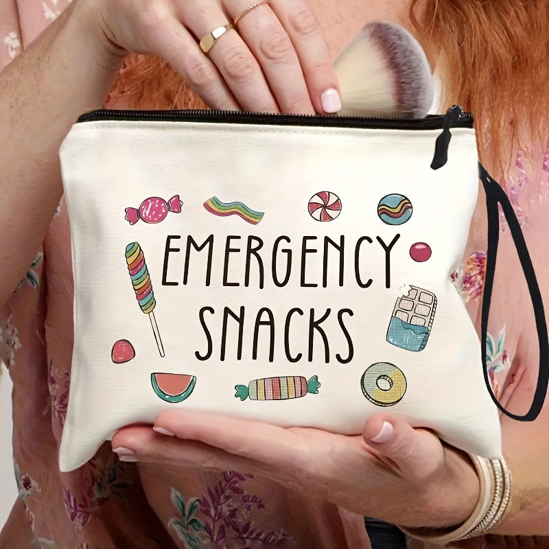 Stylish Travel Toiletry Bag - Lightweight, Machine Washable, Zipper Closure, Single Handle Strap - Perfect Organizer for Cosmetics, Stationery, Essentials, and Emergency Snacks - Pack of 1