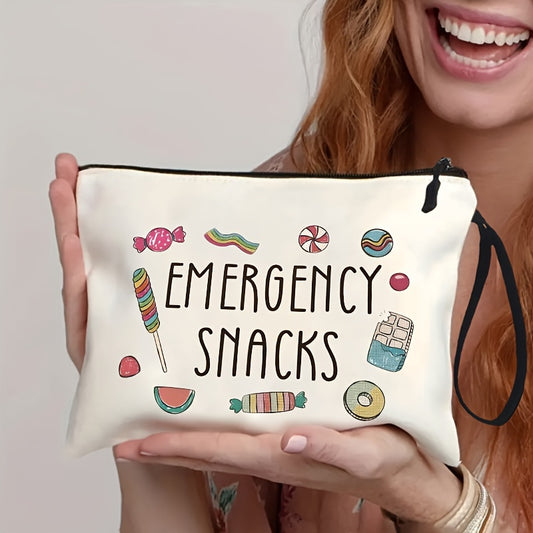 Stylish Travel Toiletry Bag - Lightweight, Machine Washable, Zipper Closure, Single Handle Strap - Perfect Organizer for Cosmetics, Stationery, Essentials, and Emergency Snacks - Pack of 1