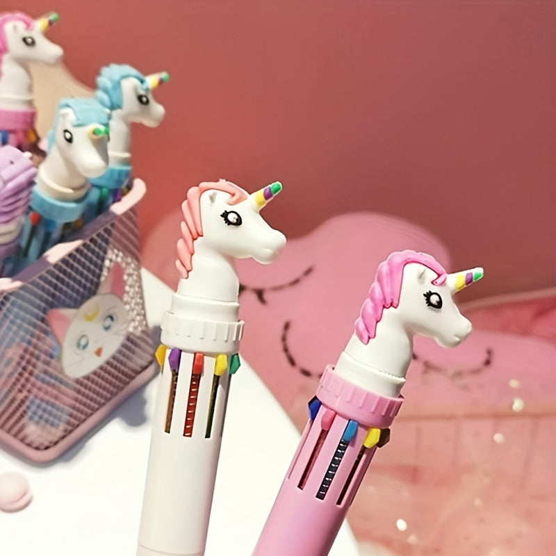 1pcs 10 Color Ballpoint Pen Kawaii Stationery Cute Pens Novelty Cute Kawaii Pen Student Writing Gel Pens Learning Office Supplies, As Halloween, Chrismas Gift