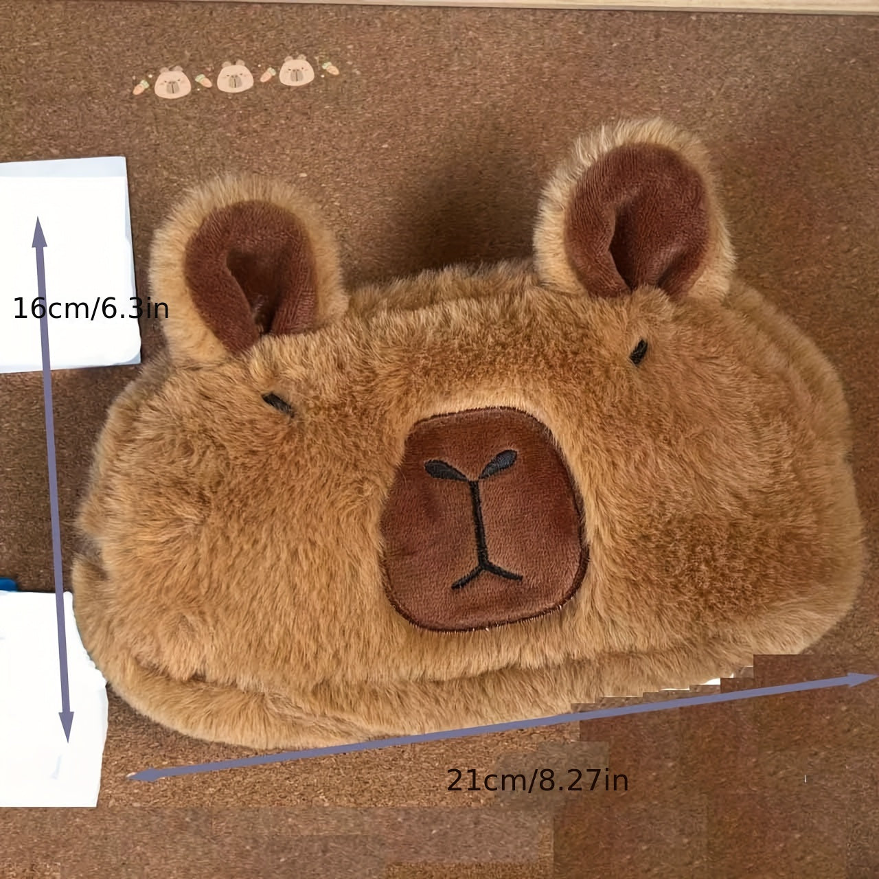 1pc Large Capybara Plush Pencil Case - Soft, Cuddly, and Spacious Stationery and Makeup Storage Bag - Portable, Cute, and Adorable Eid Al-Adha Mubarak Gift Idea