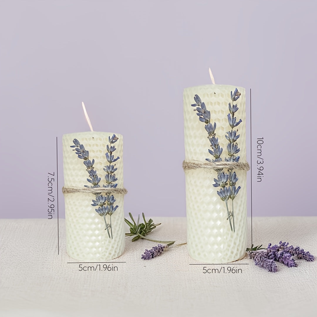 2pcs Beeswax Candle Set, Lavender Scented Column Beeswax Candles, Candle Gifts, Party Candles, Ceremony Candles, Home Decor