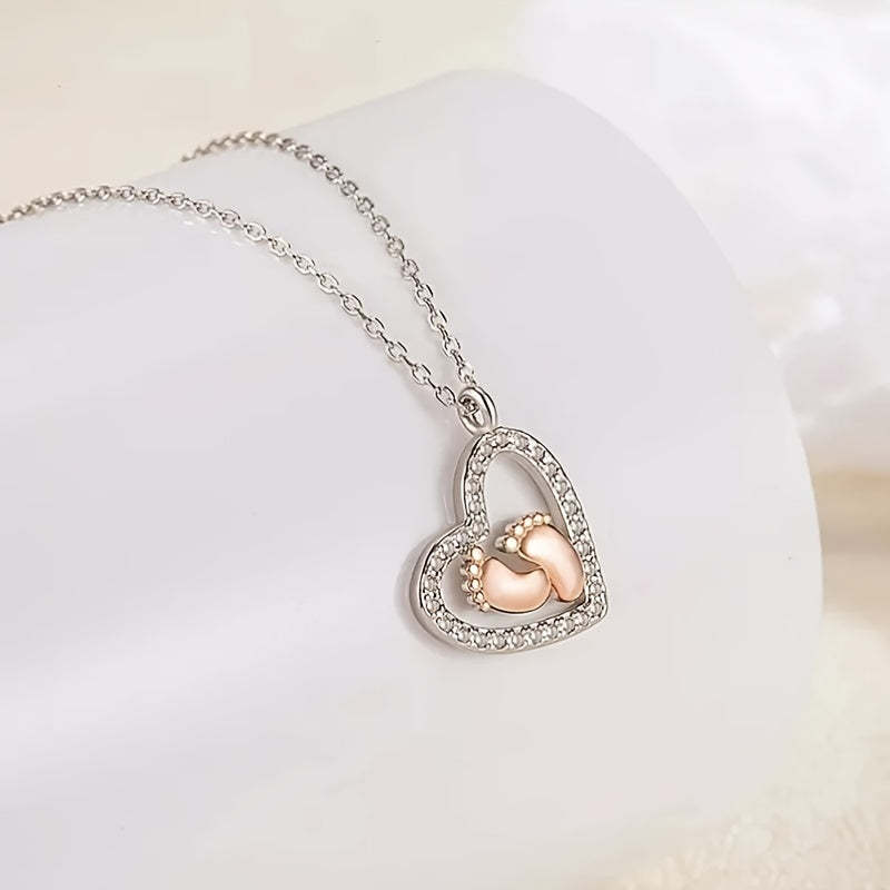 Cherished Mummys Little Feet Heart Necklace - A Thoughtful Pregnancy Keepsake for Expecting Mums, Perfect Baby Shower Gift for Mum to Be