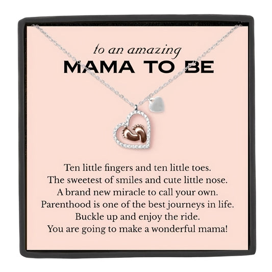 Trendy Heart-Shaped Baby Foot Pendant Necklace - Hypoallergenic Zinc Alloy, Adjustable Chain, Gift Box Included, Birthday, Christmas, Mother's Day Gift Idea for Mom, Grandma, Wife, Girlfriend, Decorative Accessories