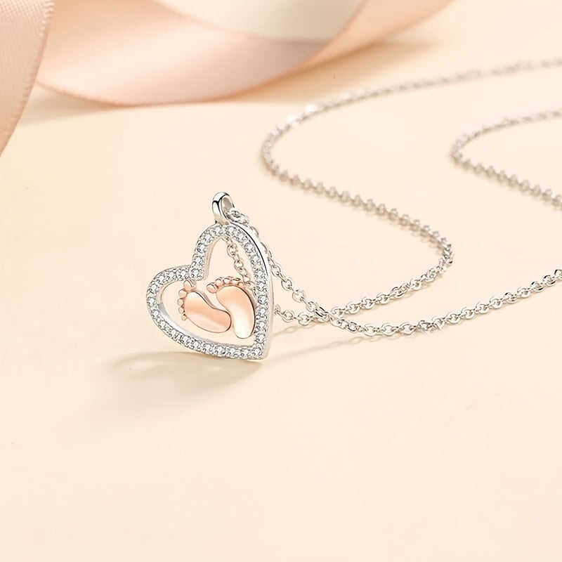Cherished Mummys Little Feet Heart Necklace - A Thoughtful Pregnancy Keepsake for Expecting Mums, Perfect Baby Shower Gift for Mum to Be