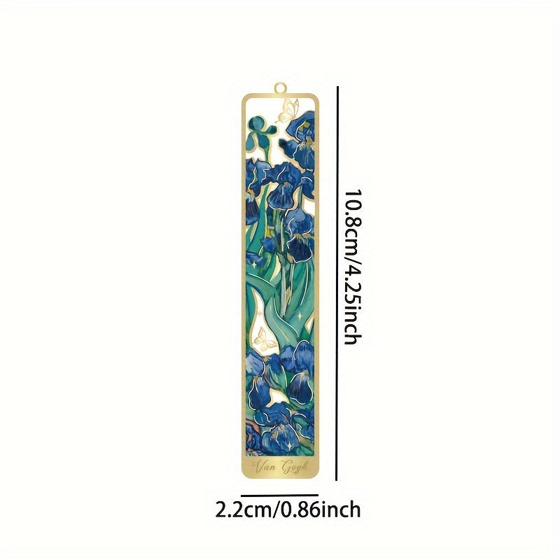 1pc Retro Floral Painting Metal Bookmark Hollow Bronzing Bookmark With Tassel Stationery Gifts For Book Club Reader Birthday Festival Writers Book Lovers Friends Teachers Students