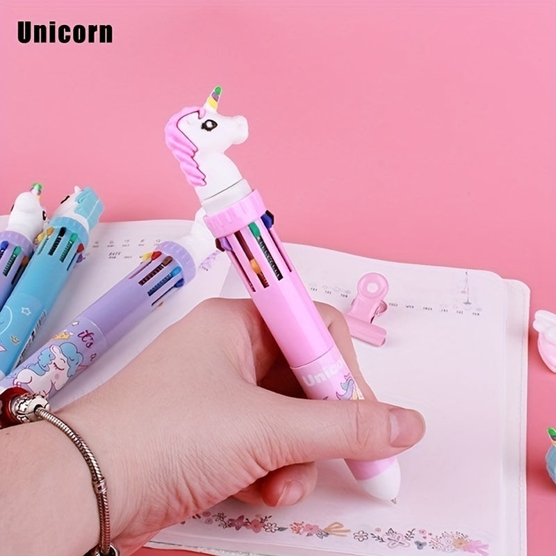 1pcs 10 Color Ballpoint Pen Kawaii Stationery Cute Pens Novelty Cute Kawaii Pen Student Writing Gel Pens Learning Office Supplies, As Halloween, Chrismas Gift