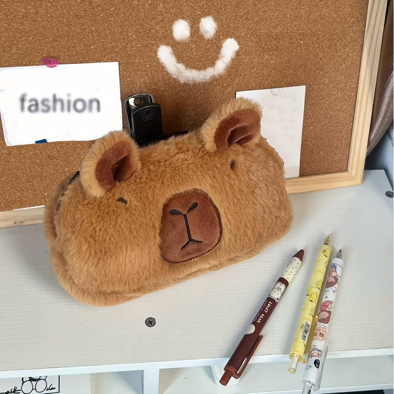 1pc Large Capybara Plush Pencil Case - Soft, Cuddly, and Spacious Stationery and Makeup Storage Bag - Portable, Cute, and Adorable Eid Al-Adha Mubarak Gift Idea