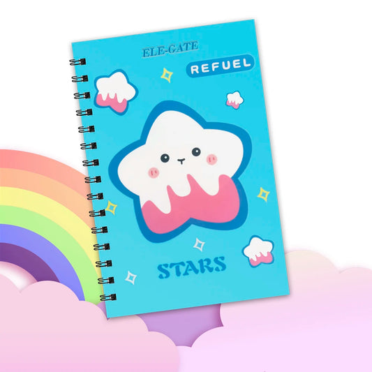 80-Page Ruled Notebook Star Cover and Metallic Spiral Binding Offset Paper Printed A5 School Journal or Diary