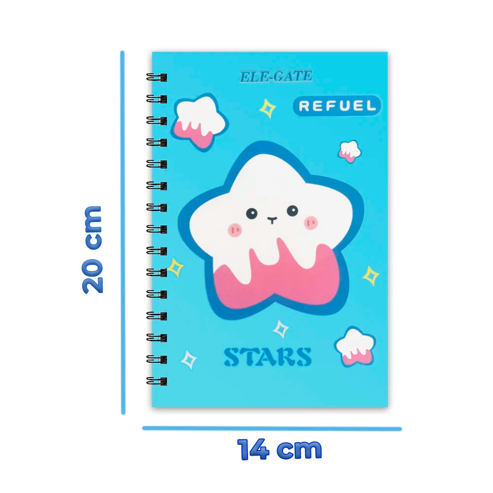 80-Page Ruled Notebook Star Cover and Metallic Spiral Binding Offset Paper Printed A5 School Journal or Diary