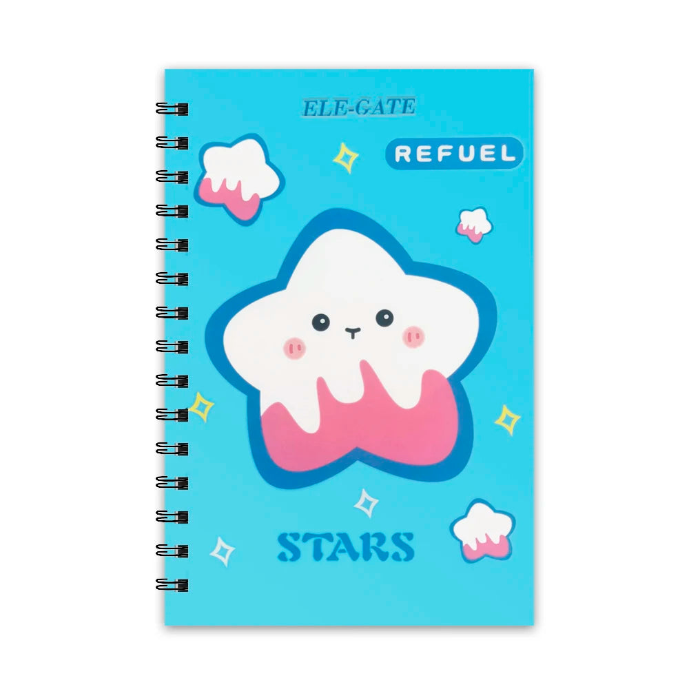 80-Page Ruled Notebook Star Cover and Metallic Spiral Binding Offset Paper Printed A5 School Journal or Diary