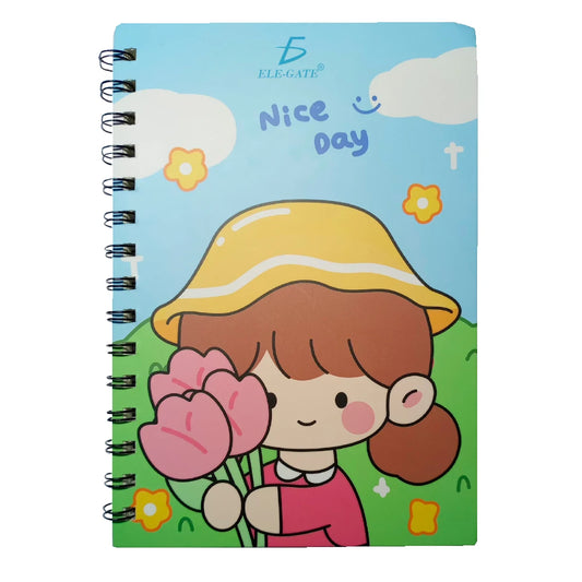Kawaii Luxury Striped Notebook 80 Sheets Metal Spiral Binding Offset Paper Cover Cute Journal for Writing