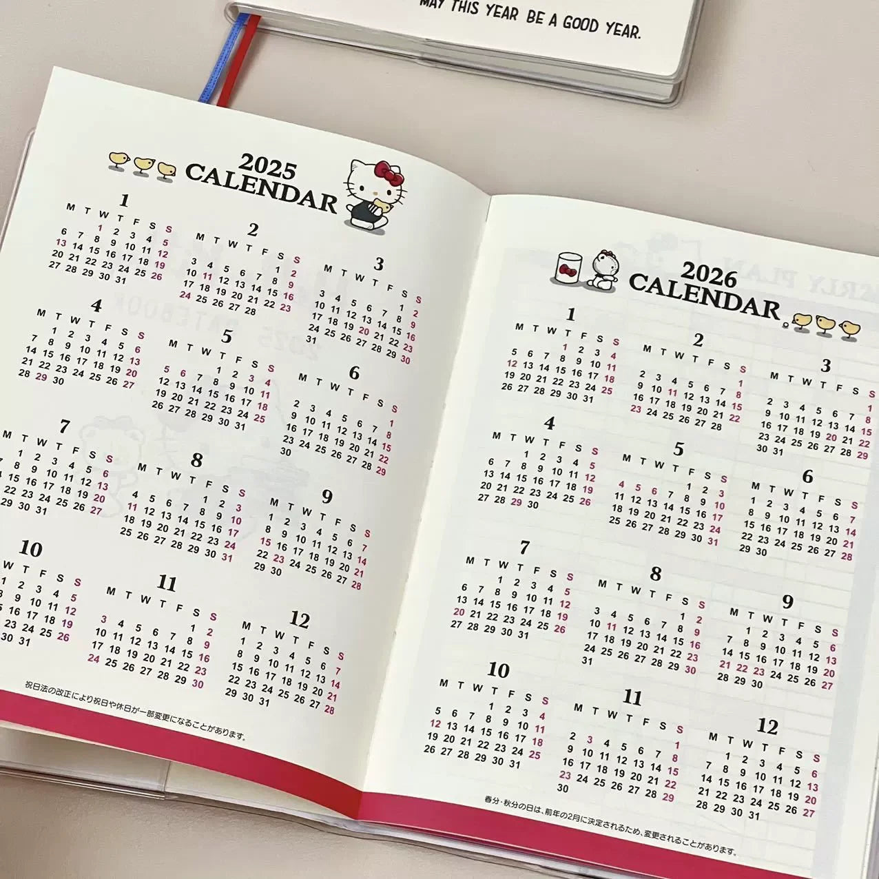 A5 Kawaii pink Cat Calendar Book Weekly Planner Book Work Record Schedule Students Award with Gift Notebook