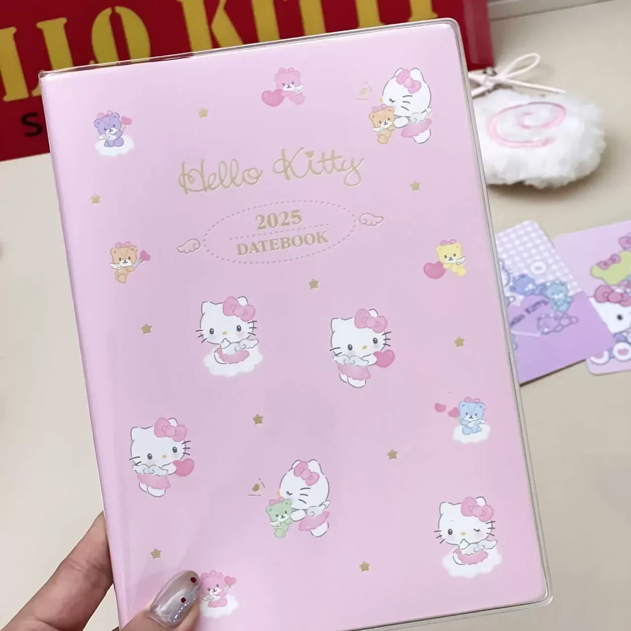 A5 Kawaii pink Cat Calendar Book Weekly Planner Book Work Record Schedule Students Award with Gift Notebook