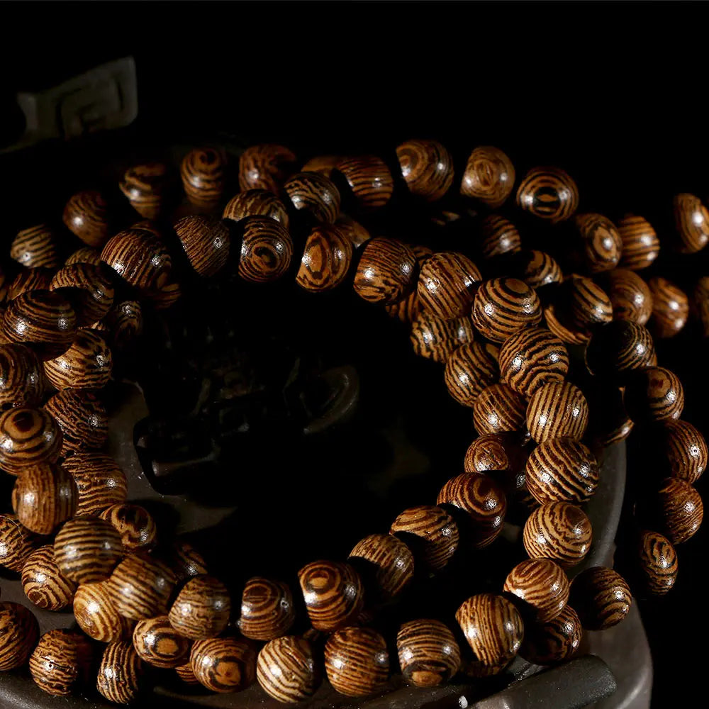 108 Wooden Beaded Bracelet Men Wenge Prayer Beads Tibetan Buddhist Mala Rosary Bracelets For Women Wood pulsera Hombre Jewelry
