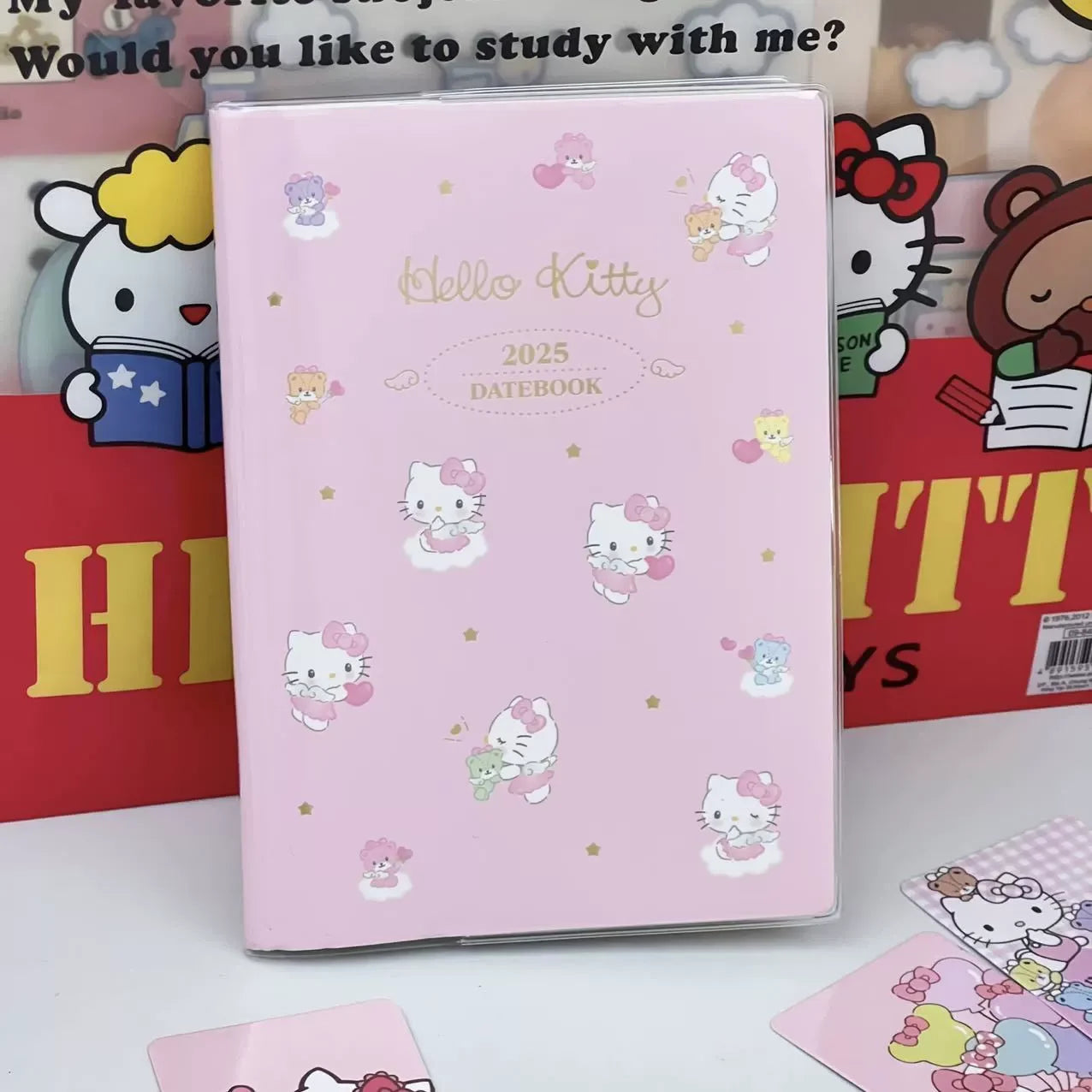 A5 Kawaii pink Cat Calendar Book Weekly Planner Book Work Record Schedule Students Award with Gift Notebook