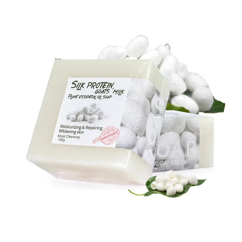 Handmade Natural Goat Milk Silk Wormwood Soap with Aloe Ginseng Ginger Papaya Strawberry Lemon - Facial & Bath Natural Soap