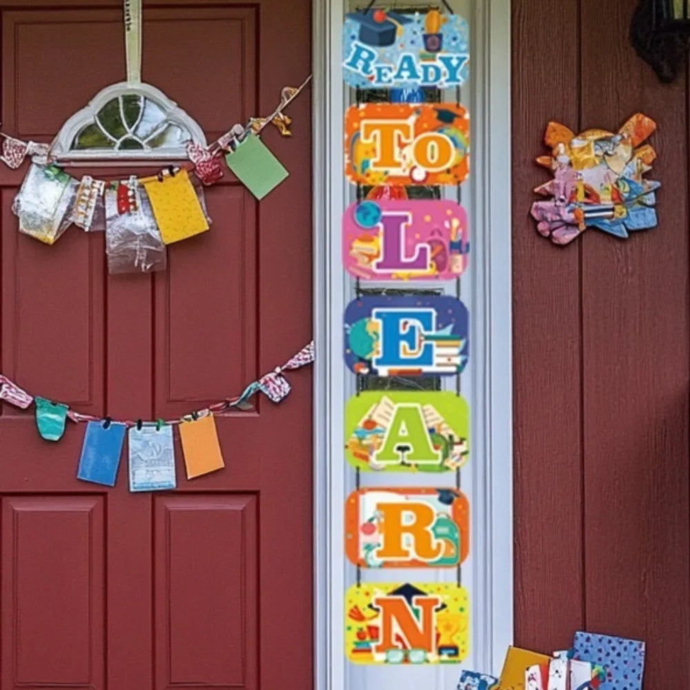 School Season Back To School Letter Banner Blackboard Book Welcome To School Couplet Paper Backpack Door Hanging Decoration