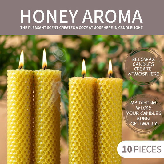 Bees Wax Candle Taper Candles 10pcs-Handmade Honeycomb-Cotton Wick–Luxury Premium Beeswax Decorative Candles Taper Hot products