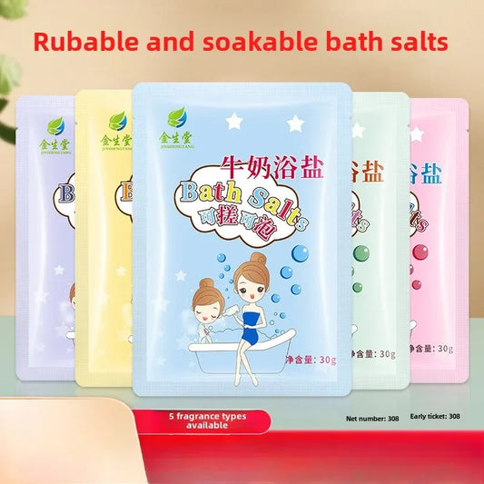 5pcs Milk Bath Salt Sachets - Rose, Lavender & Jasmine Infused Soaking Salts for Relaxing Baths and Foot Soaks