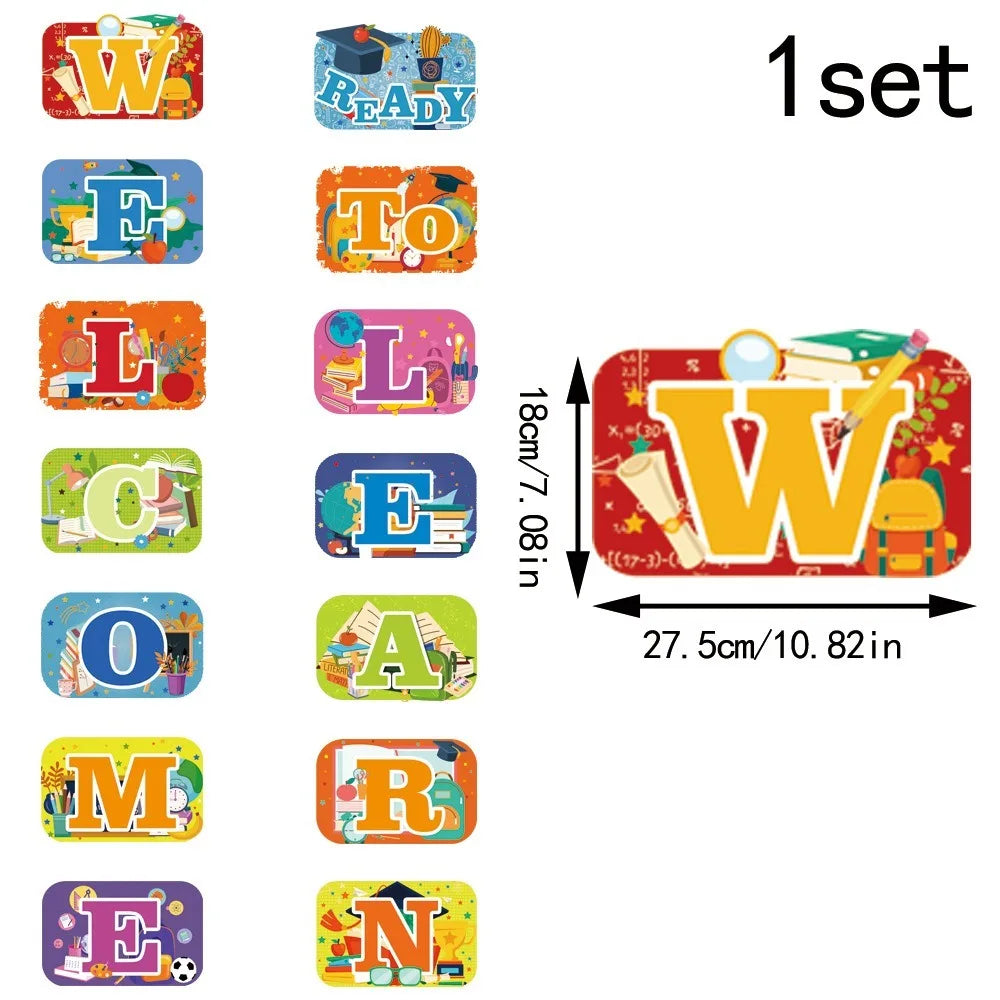 School Season Back To School Letter Banner Blackboard Book Welcome To School Couplet Paper Backpack Door Hanging Decoration