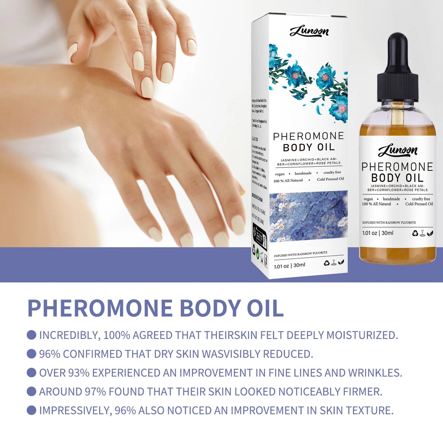120/30ML Body Massage Oil Petal Fragrance Moisturizing Body Care Essentiall Oil Long Lasting Moisturizing Pheromone Body Oil