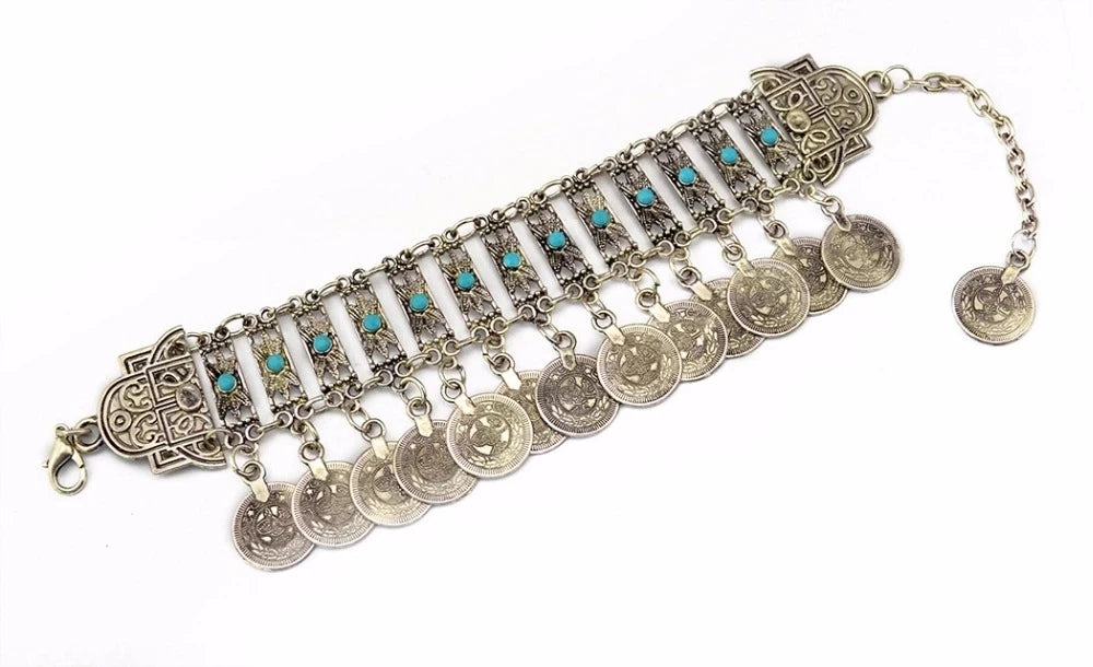 Bohemia Vintage Hippie Boho Bracelet Bells Tassel Statement Pulseiras Femininas Women Turkish Gypsy Tribal Jewelry