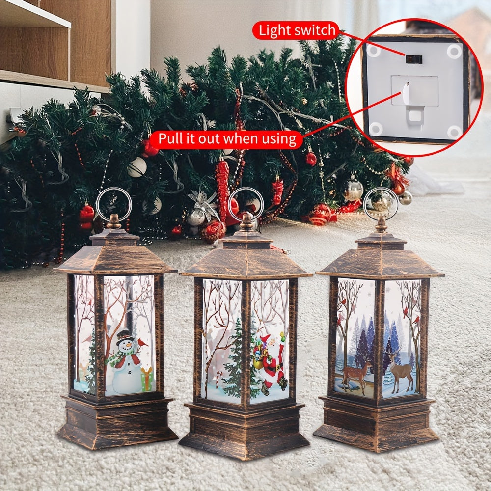 3-piece Set of Elderly Snowmen Christmas Decorations: Small Night Lights, Candles, Table Lamps, Desktop Ornaments