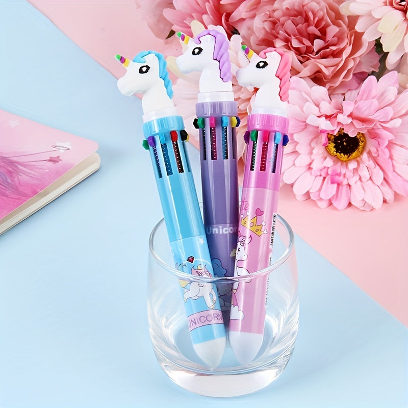 1pcs 10 Color Ballpoint Pen Kawaii Stationery Cute Pens Novelty Cute Kawaii Pen Student Writing Gel Pens Learning Office Supplies, As Halloween, Chrismas Gift