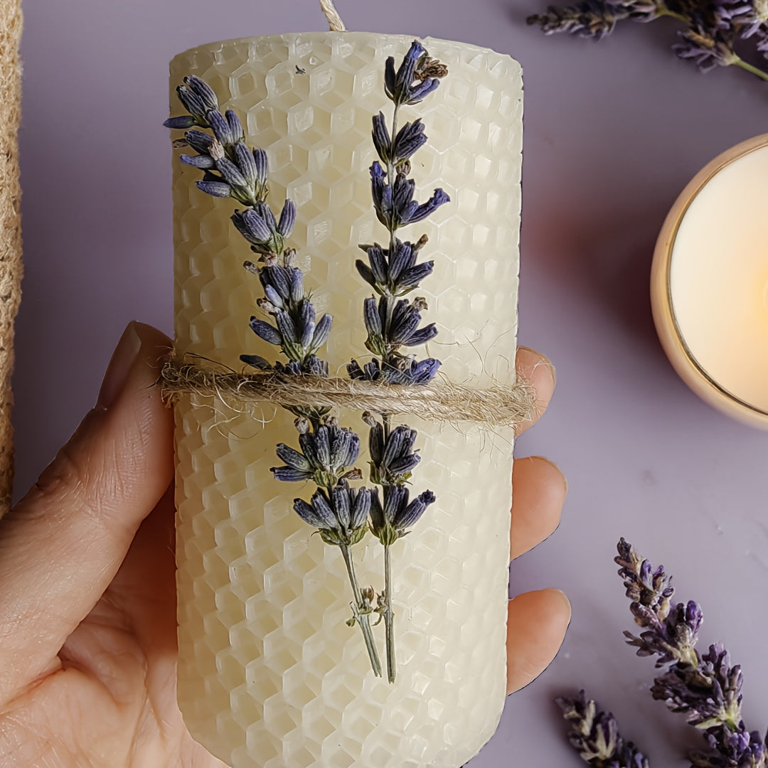 2pcs Beeswax Candle Set, Lavender Scented Column Beeswax Candles, Candle Gifts, Party Candles, Ceremony Candles, Home Decor
