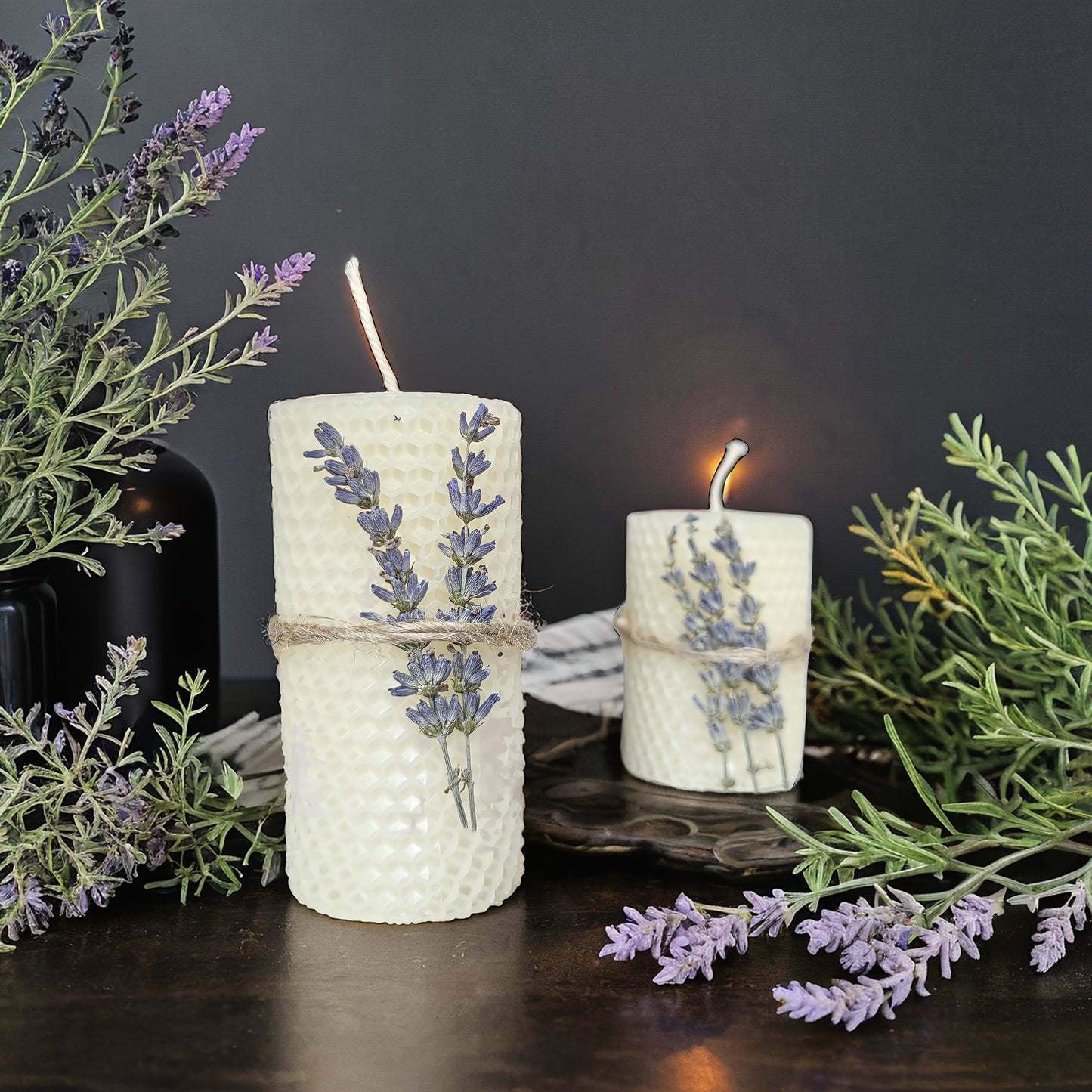 2pcs Beeswax Candle Set, Lavender Scented Column Beeswax Candles, Candle Gifts, Party Candles, Ceremony Candles, Home Decor