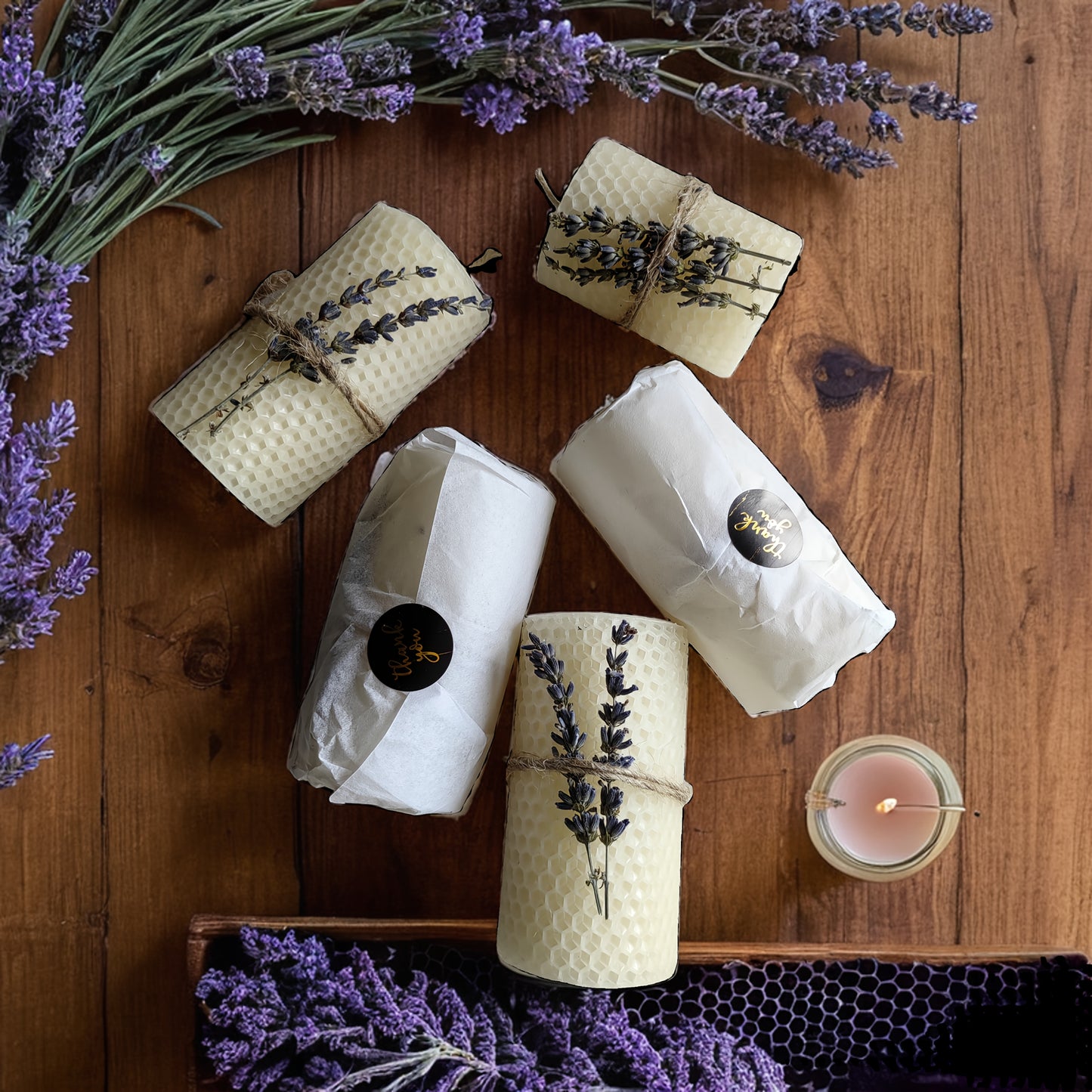 2pcs Beeswax Candle Set, Lavender Scented Column Beeswax Candles, Candle Gifts, Party Candles, Ceremony Candles, Home Decor