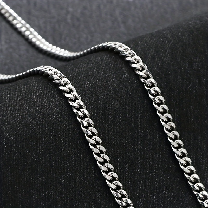 Stylish Classic Stainless Steel Cuban Chain Necklace - Promise Necklace To Men - Card And Gift Box Packaging Birthday Gift Father's Day Gift Christmas Gift