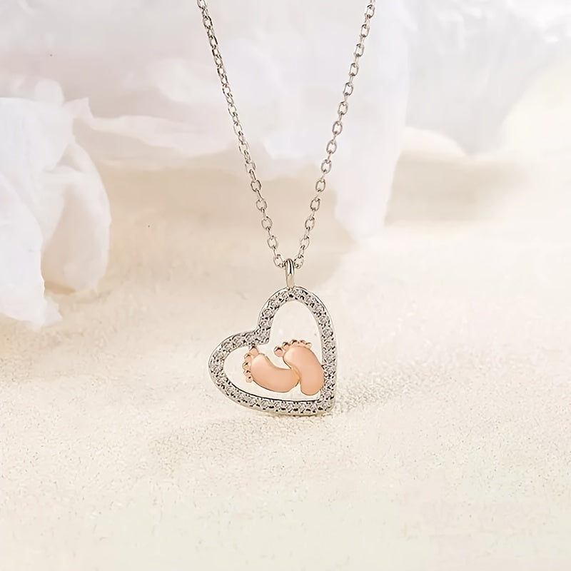 Cherished Mummys Little Feet Heart Necklace - A Thoughtful Pregnancy Keepsake for Expecting Mums, Perfect Baby Shower Gift for Mum to Be