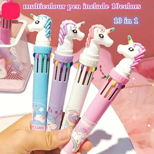 1pcs 10 Color Ballpoint Pen Kawaii Stationery Cute Pens Novelty Cute Kawaii Pen Student Writing Gel Pens Learning Office Supplies, As Halloween, Chrismas Gift